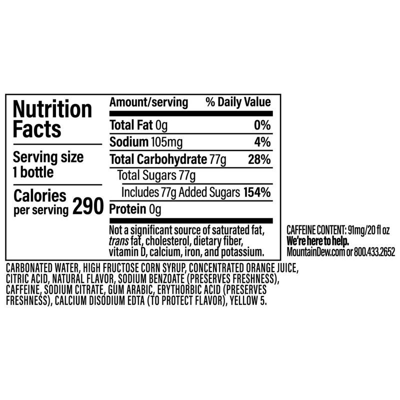Mountain Dew Soda Citrus 20 Fl Oz