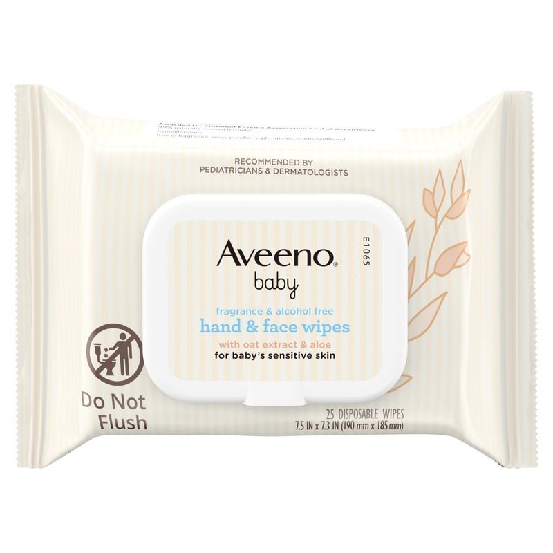 Aveeno Baby Hand &amp; Face Wipes, 25 count