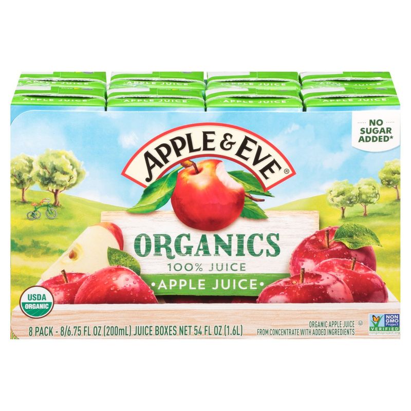 Apple &amp; Eve Organics Apple 100% Juice, 6.75 fl oz, 8 count
