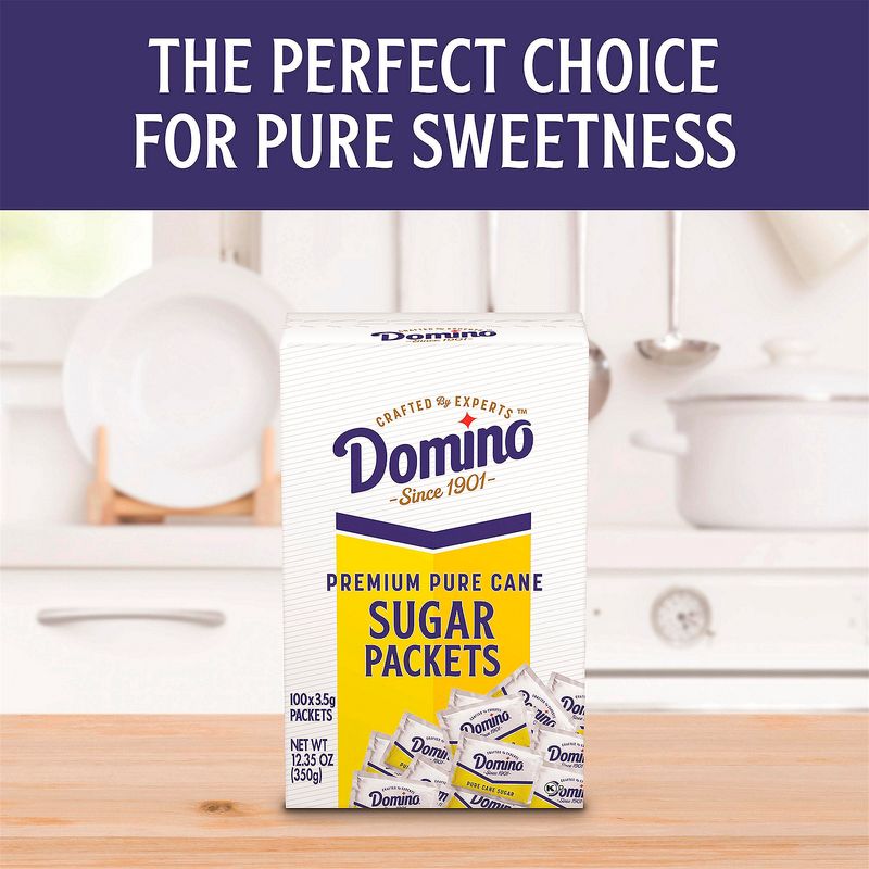 Domino Premium Pure Cane Sugar Packets, 100 count, 12.35 oz
