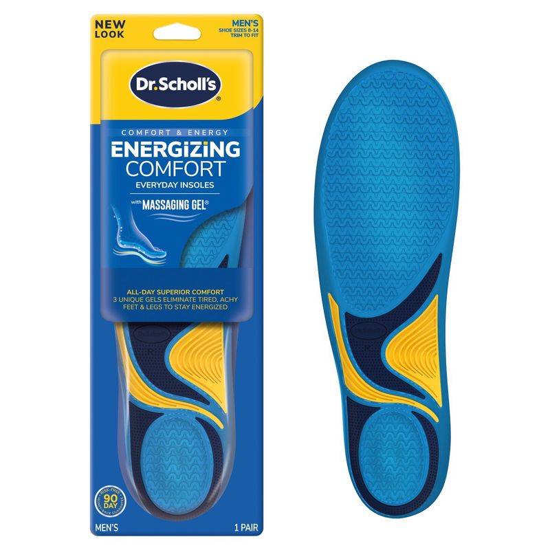 Dr. Scholl's Men's Energizing Comfort Everyday Insoles with Massaging Gel, Shoes Sizes 8-14, 1 pair