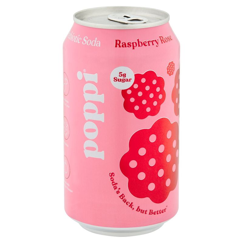 Poppi Raspberry Rose Prebiotic Soda, 12 fl oz