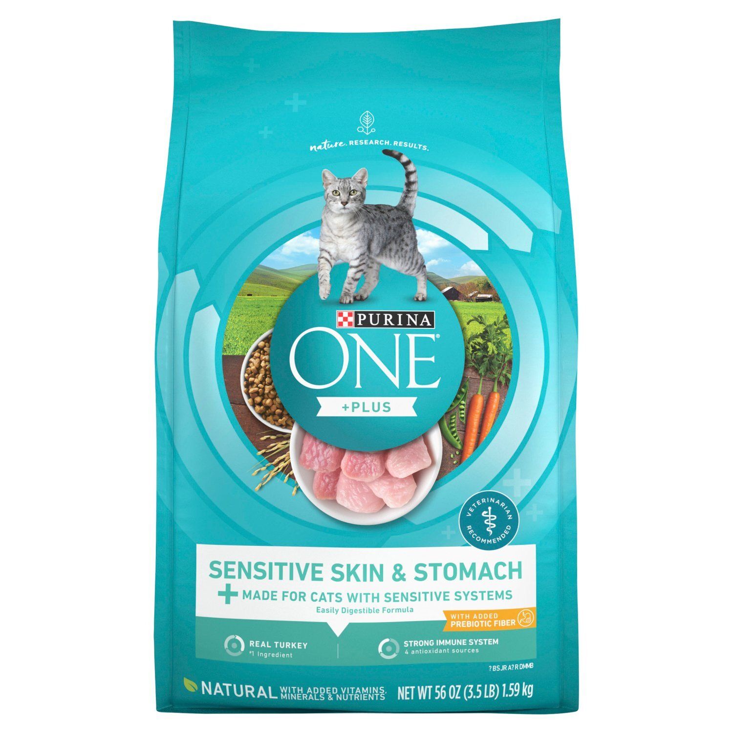 Purina ONE Plus Sensitive Skin &amp; Stomach Cat Food, 3.5 lb
