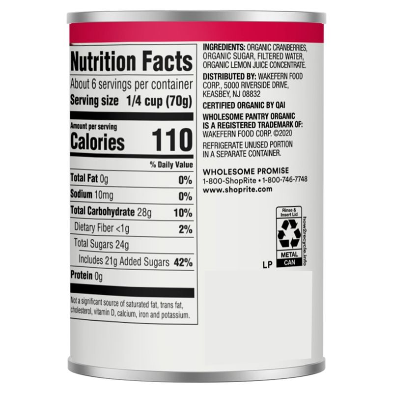 Wholesome Pantry Organic Jellied Cranberry Sauce, 14 oz