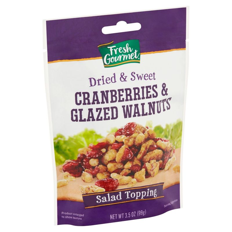 Fresh Gourmet Dried &amp; Sweet Cranberries &amp; Glazed Walnuts Salad Topping, 3.5 oz