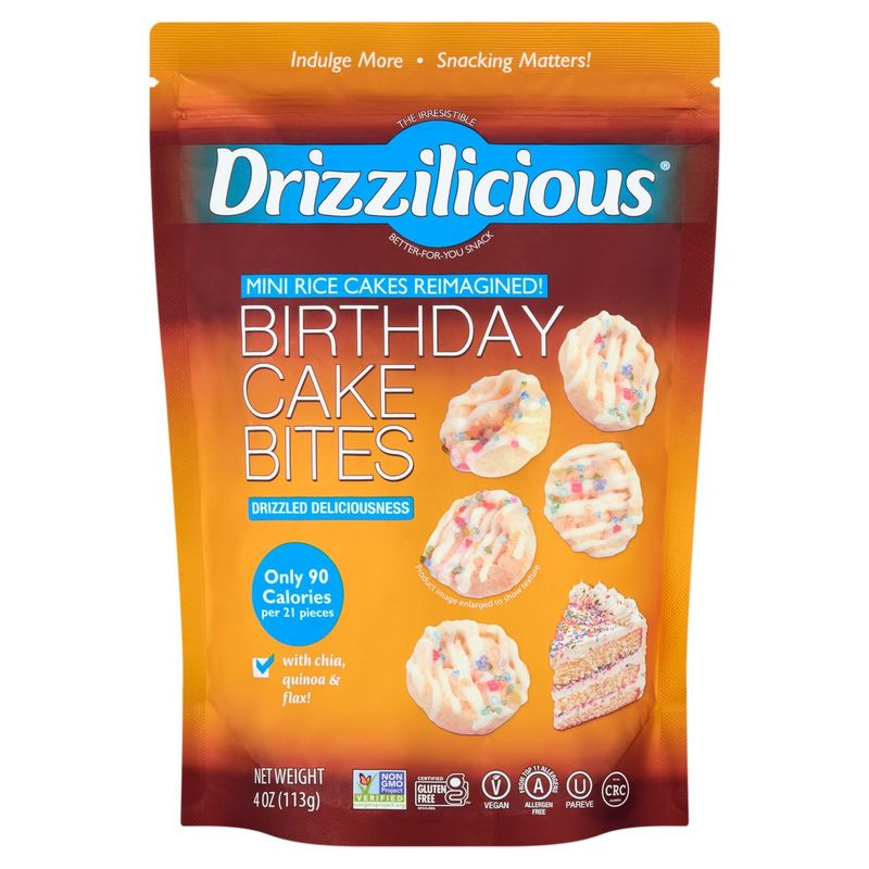 Drizzilicious Birthday Cake Rice Cake Bites, 4 oz