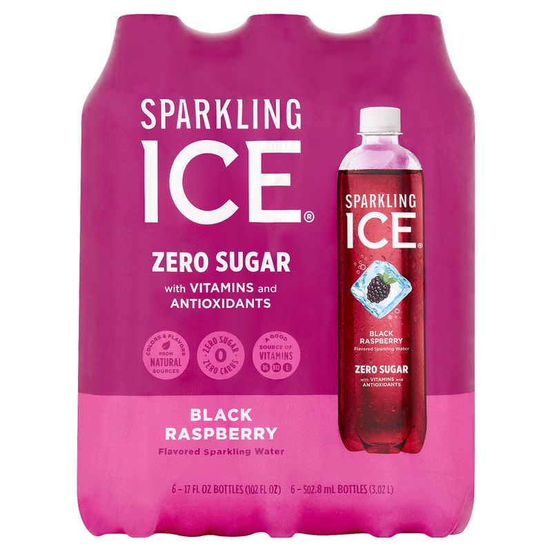 Sparkling Ice Black Raspberry Flavored Sparkling Water, 17 fl oz, 6 count