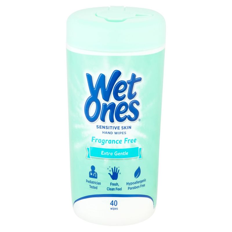 Wet Ones Fragrance Free Extra Gentle Sensitive Skin Hand Wipes, 40 count