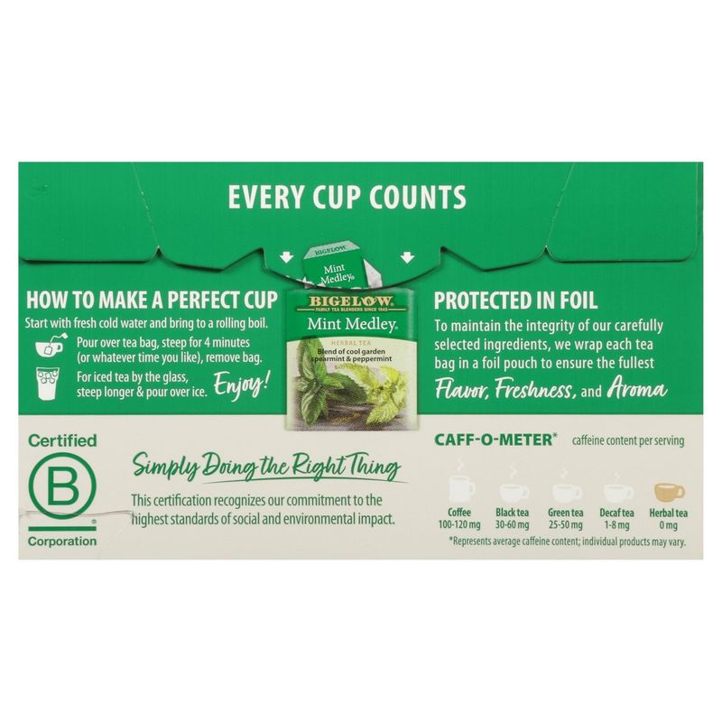 Bigelow Mint Medley Herbal Tea Bags, 20 count, 1.30 oz