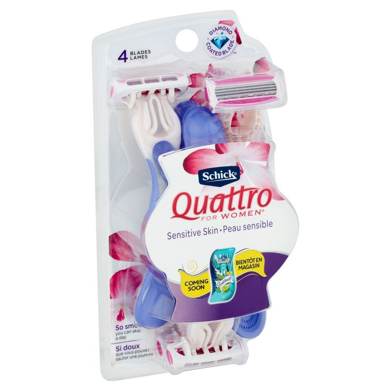 Schick Quattro for Women Sensitive Skin Disposable Razors, 3 count