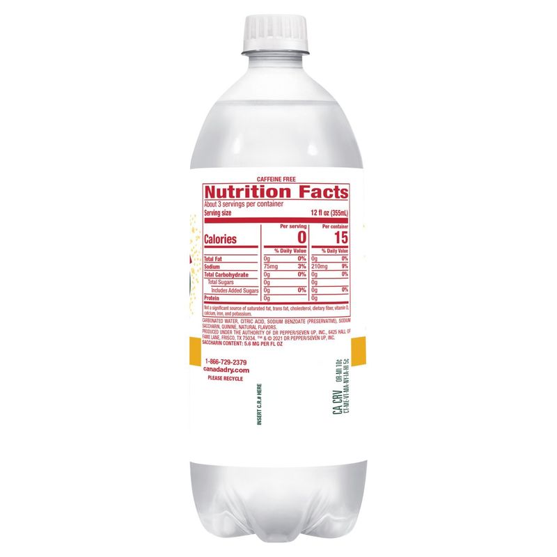 Canada Dry Zero Sugar Tonic Water, 33.8 fl oz