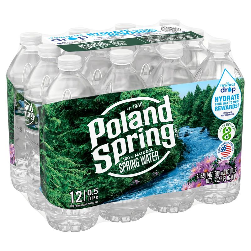 Poland Spring 100% Natural Spring Water, 16.9 fl oz, 12 count