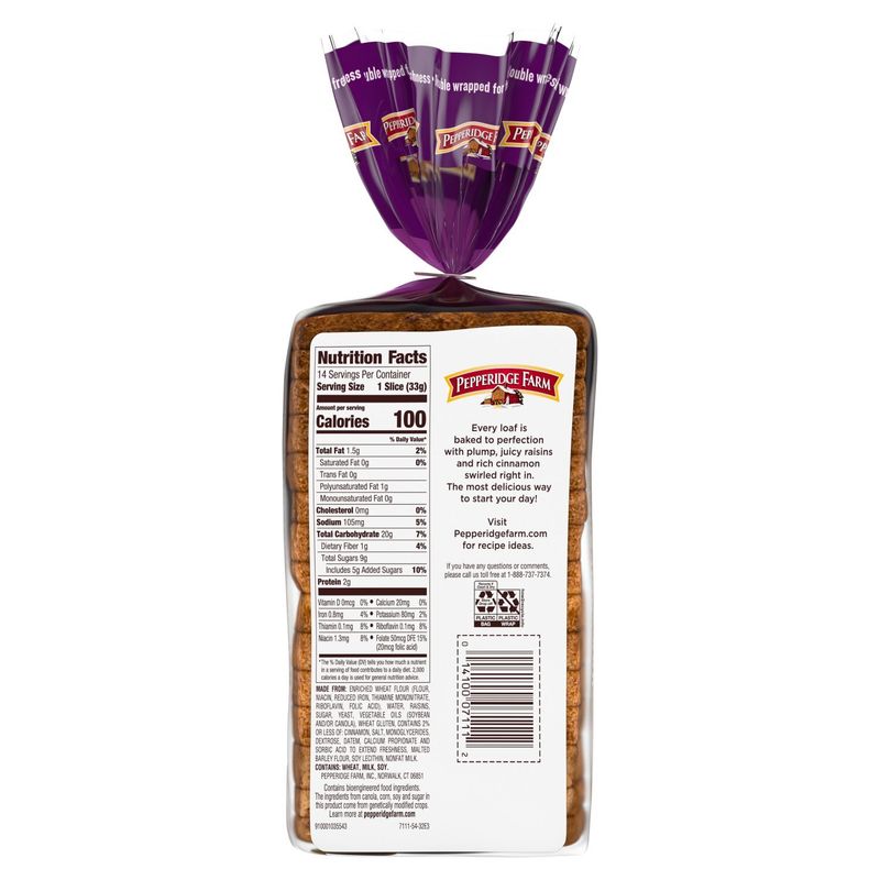 Pepperidge Farm Swirl Raisin Cinnamon Bread, 16 oz