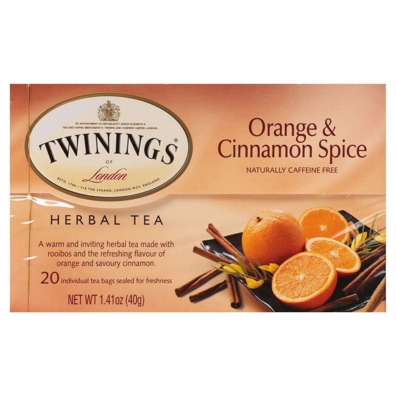 Twinings Orange &amp; Cinnamon Spice Flavoured Herbal Tea Bags, 20 count, 1.41 oz