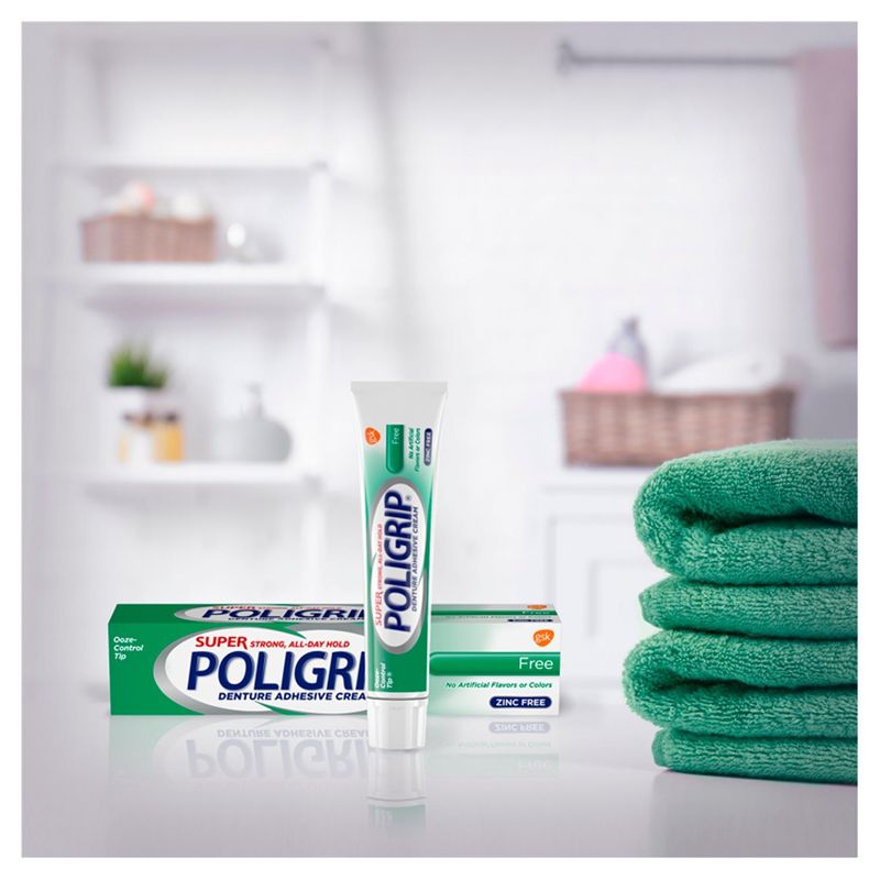 Super Poligrip Additive Free - Zinc Free Denture and Partials Adhesive Cream - 2.4oz