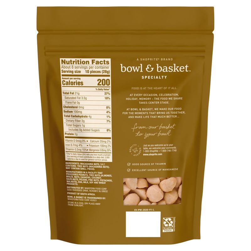 Bowl &amp; Basket Specialty Dry Roasted &amp; Salted Macadamia Nuts, 8 oz