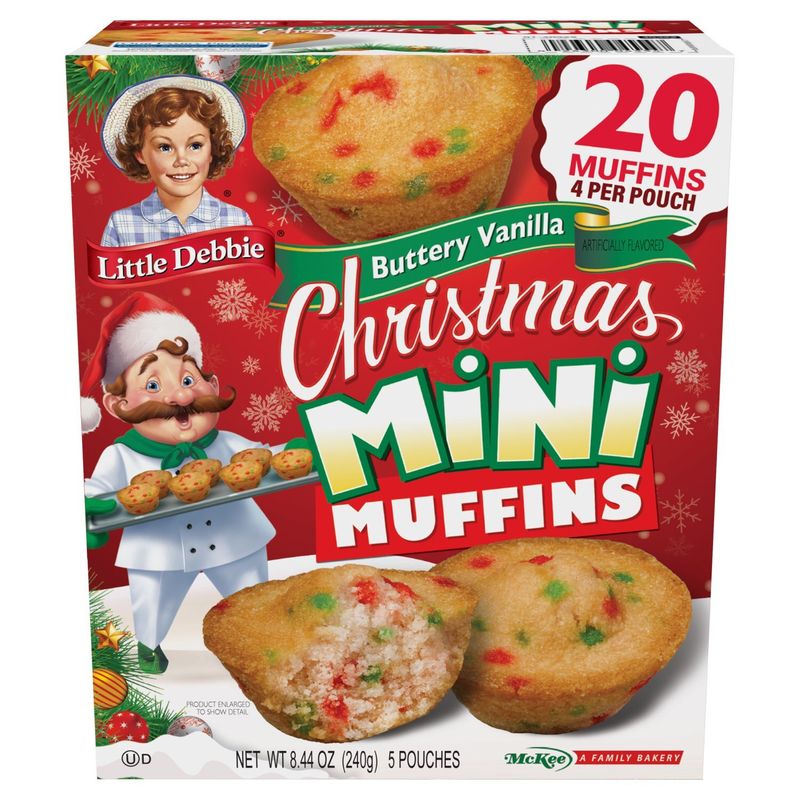 McKee Little Debbie Buttery Vanilla Christmas Mini Muffins, 20 count, 8.44 oz