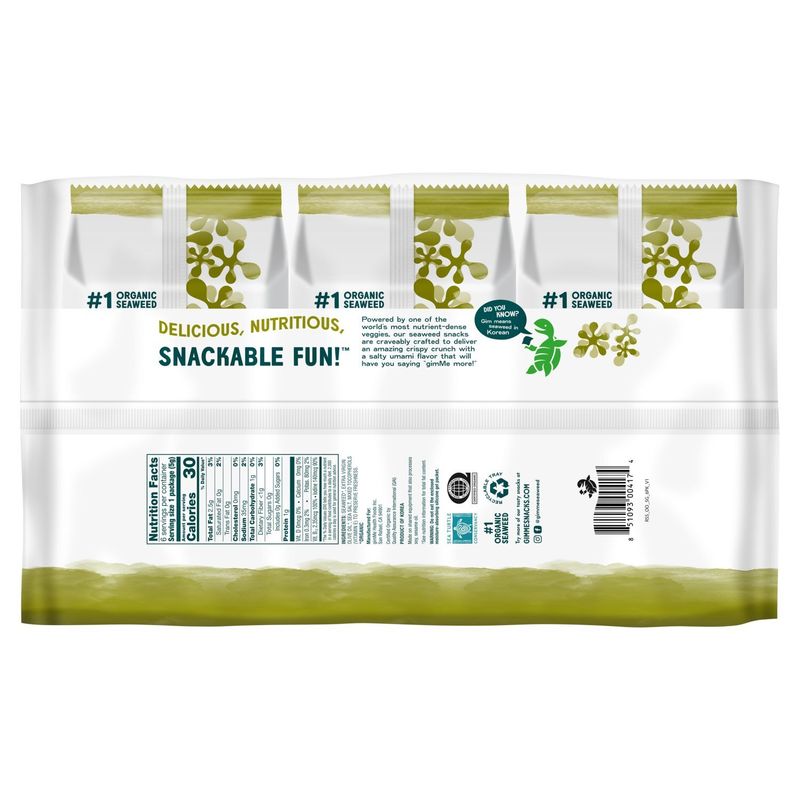 Gimme Extra Virgin Olive Oil Roasted Seaweed Snacks Value Pack, 0.17 oz, 6 count
