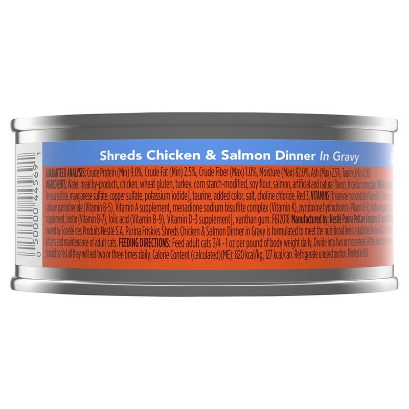 Purina Friskies Shreds Chicken &amp; Salmon Dinner in Gravy Cat Food, 5.5 oz