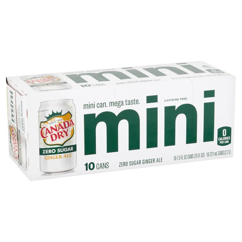 Canada Dry Mini Zero Sugar Ginger Ale, 7.5 fl oz, 10 count