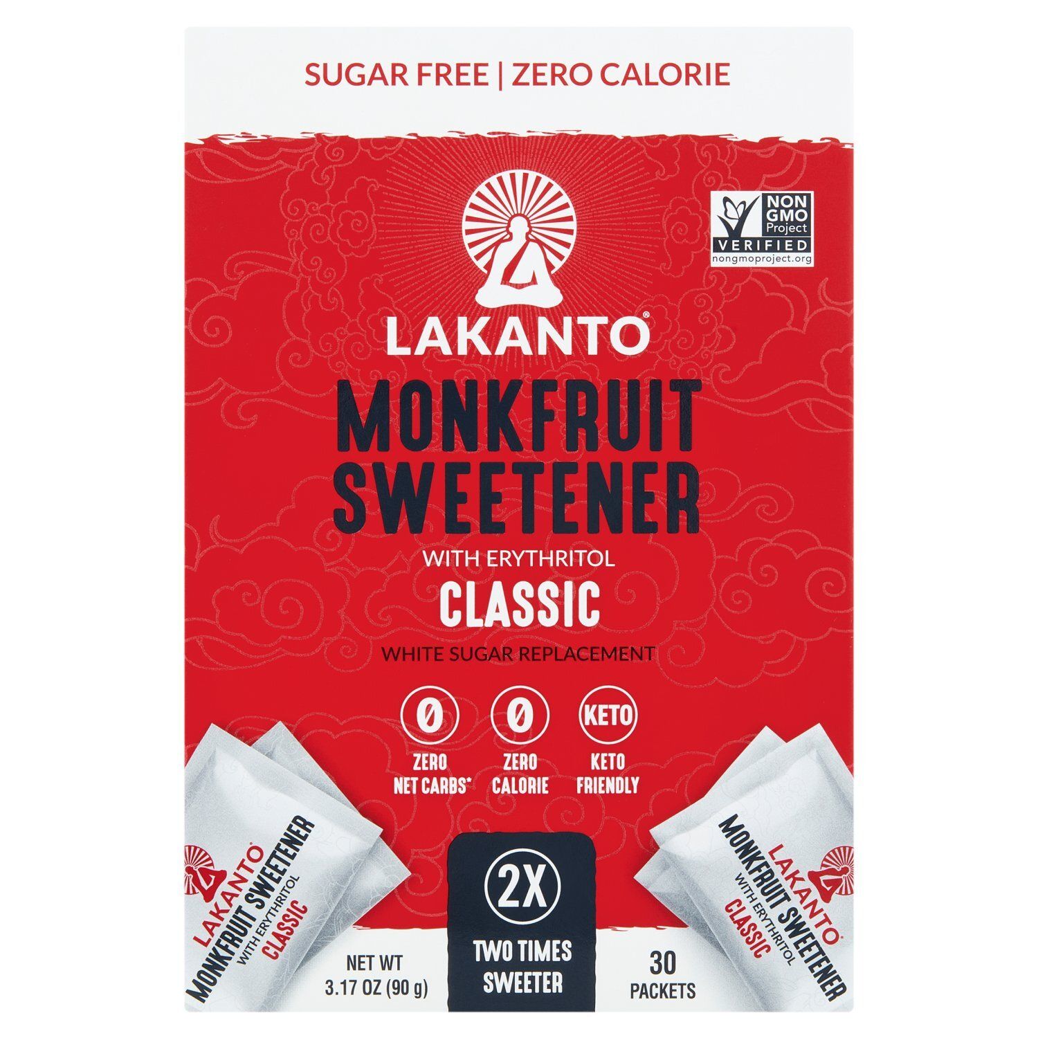 Lakanto Classic Monkfruit Sweetener with Erythritol, 30 count, 3.17 oz