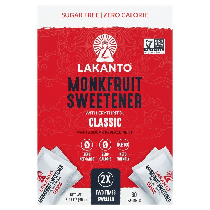 Lakanto Classic Monkfruit Sweetener with Erythritol, 30 count, 3.17 oz