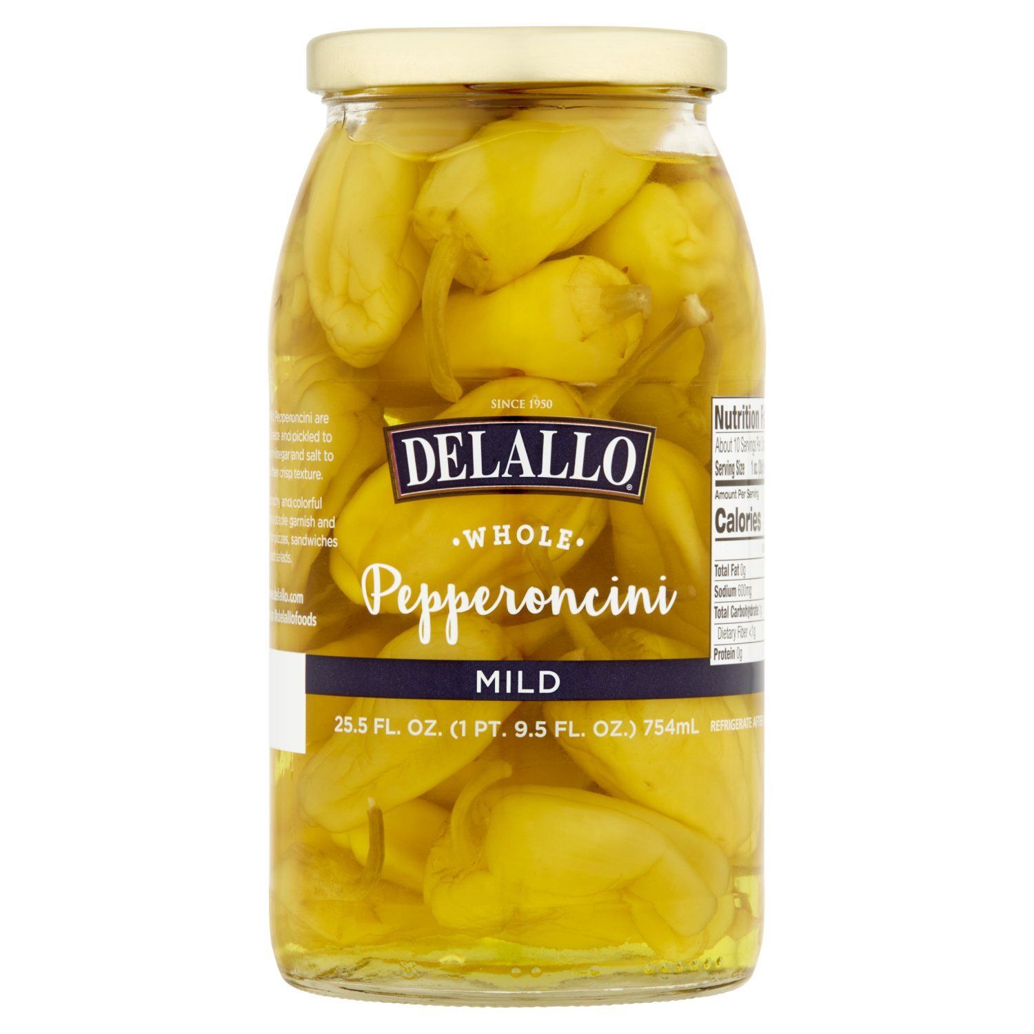 DeLallo Mild Whole Pepperoncini, 25.5 fl oz