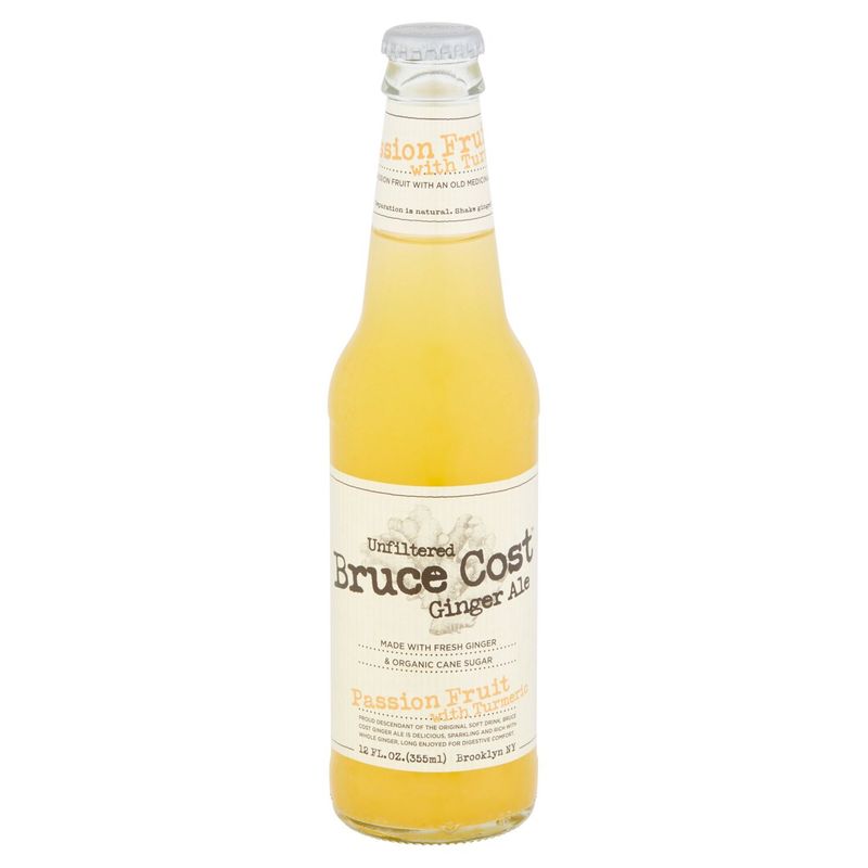 Bruce Cost Unfiltered Passion Fruit with Turmeric Ginger Ale, 12 fl oz