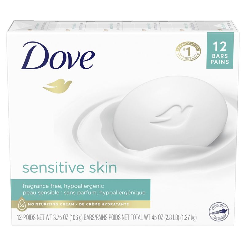 Dove Sensitive Skin Beauty Bar, 3.75 oz, 12 count