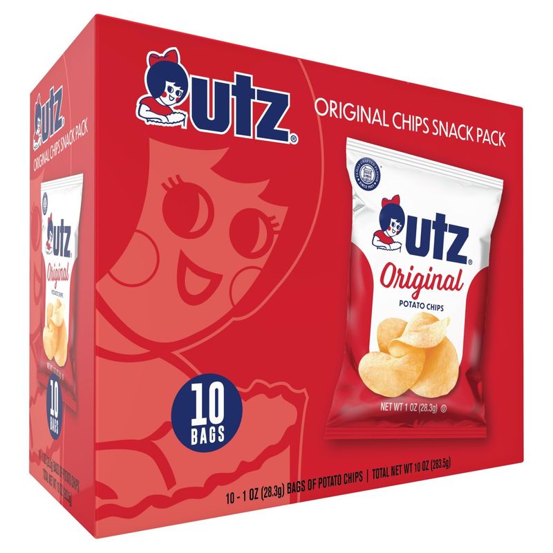 Utz Original Potato Chips Snack Pack, 1 oz, 10 count