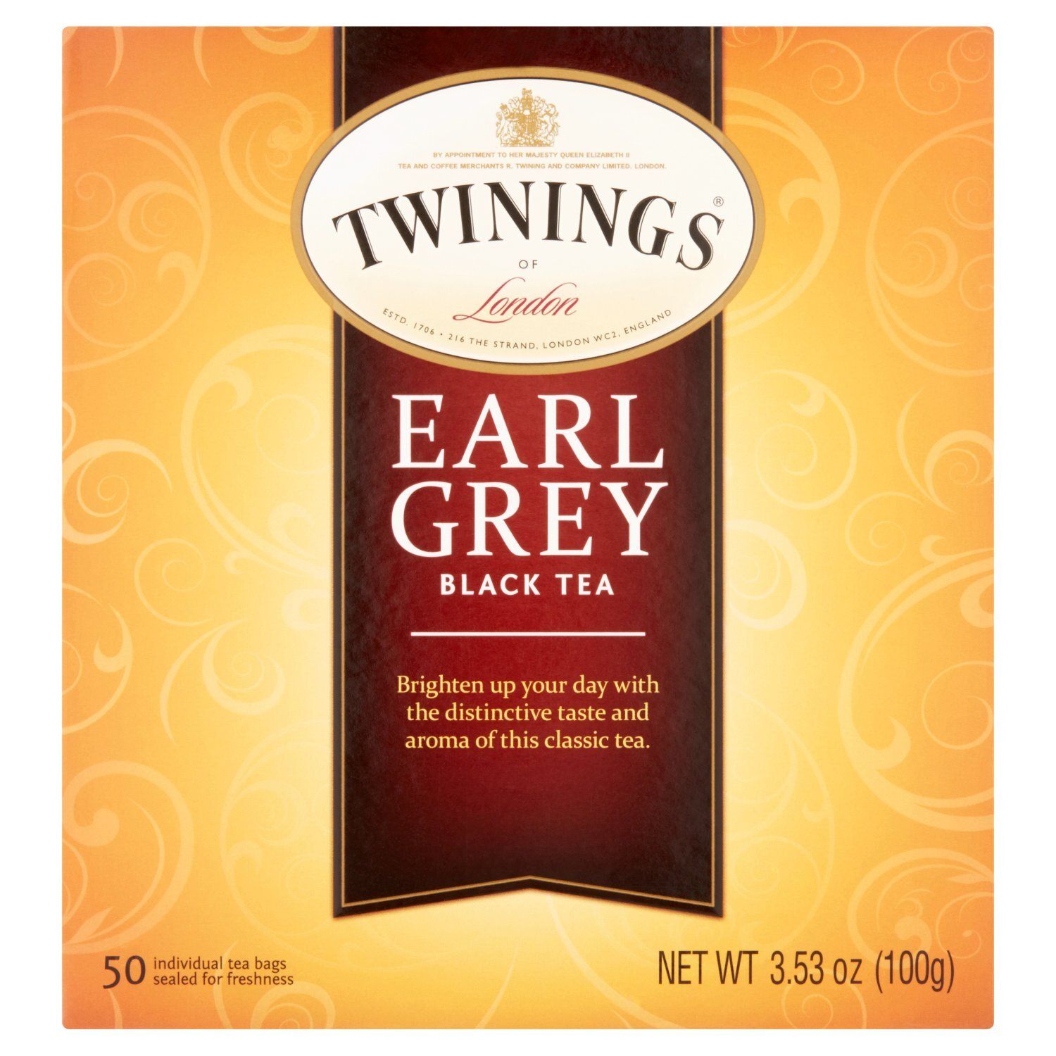 Twinings Earl Grey Flavoured Black Tea Bags, 50 count, 3.53 oz