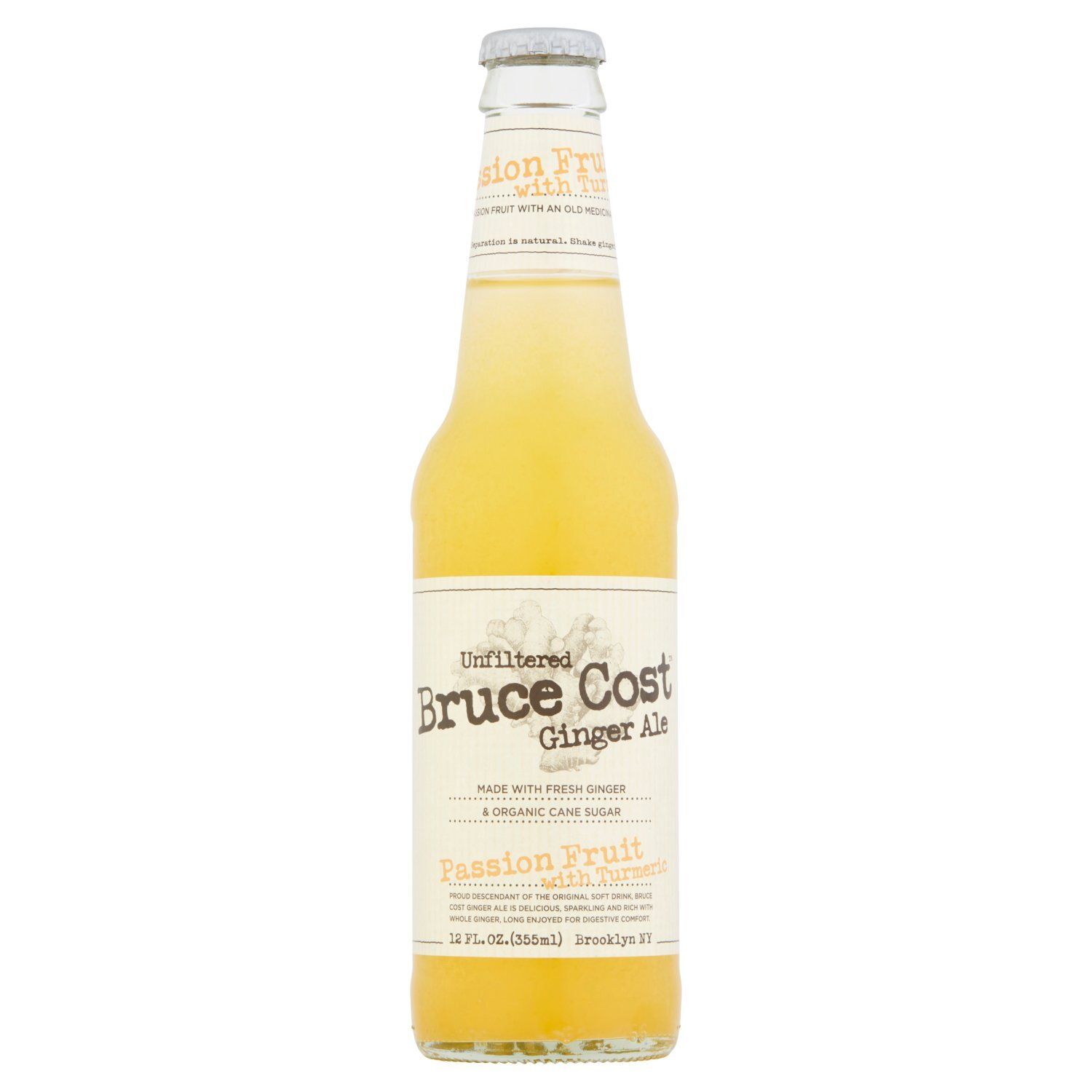 Bruce Cost Unfiltered Passion Fruit with Turmeric Ginger Ale, 12 fl oz