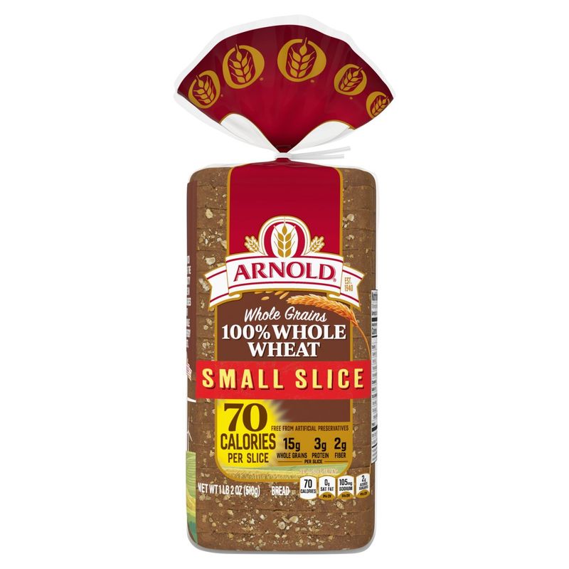 Arnold Small Slice Whole Grains 100% Whole Wheat Bread, 1 lb 2 oz