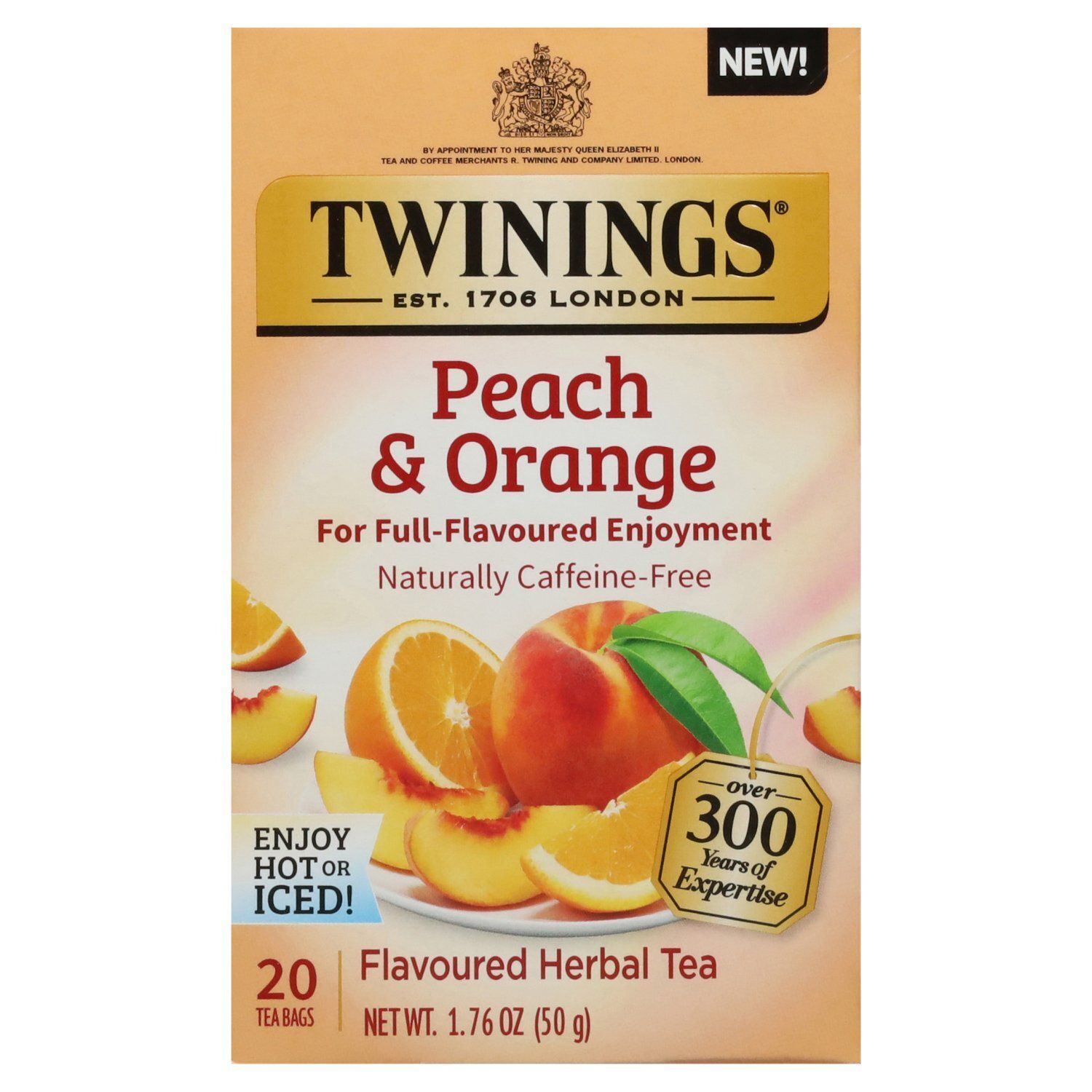 Twinings Peach &amp; Orange Flavoured Herbal Tea Bags, 20 count, 1.76 oz