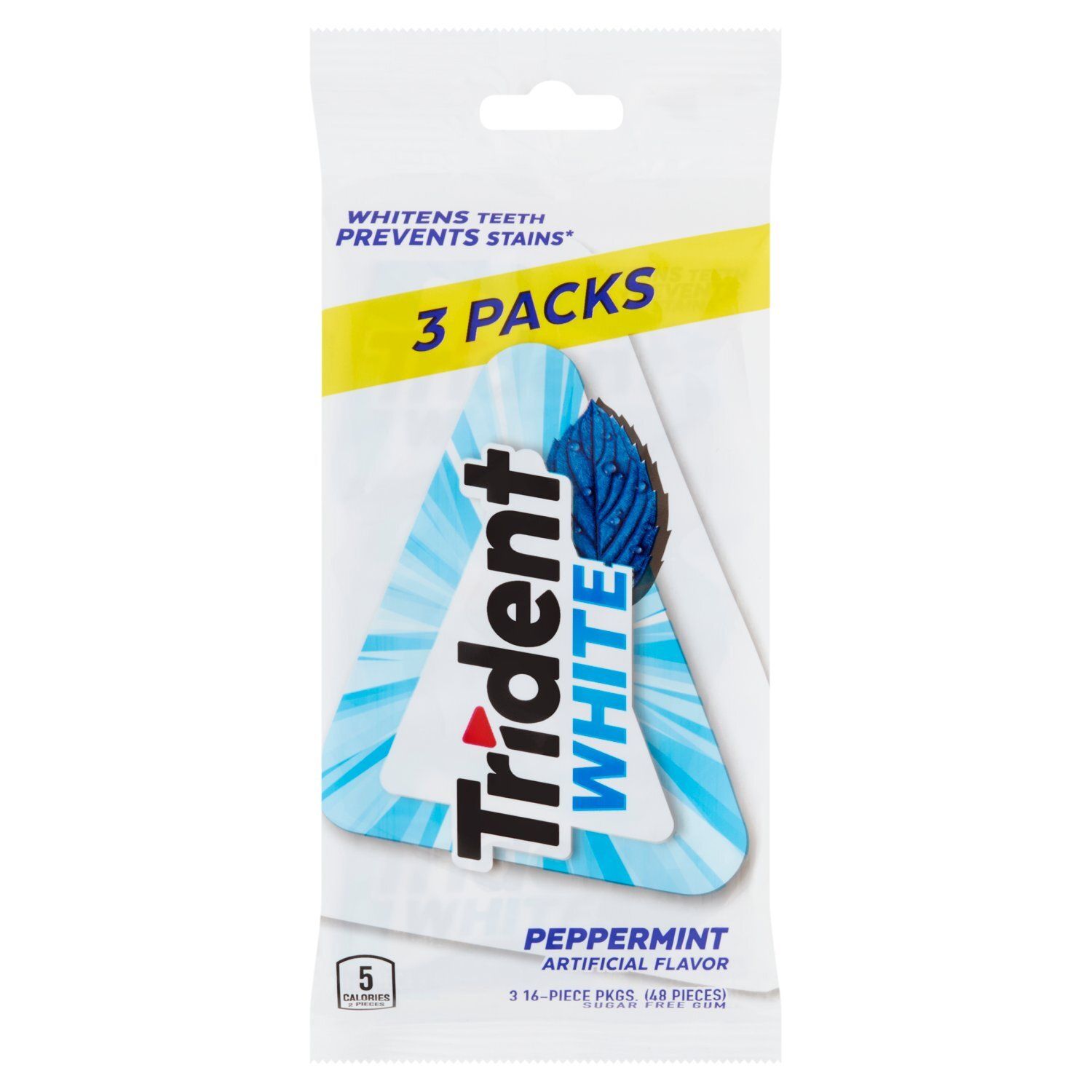 Trident White Peppermint Sugar Free Gum, 48 count