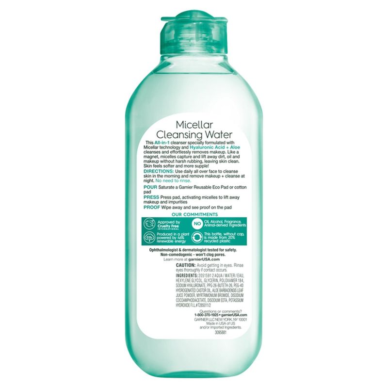 Garnier SkinActive All-in-1 Replump Micellar Cleansing Water with Hyaluronic Acid + Aloe, 13.5 fl oz