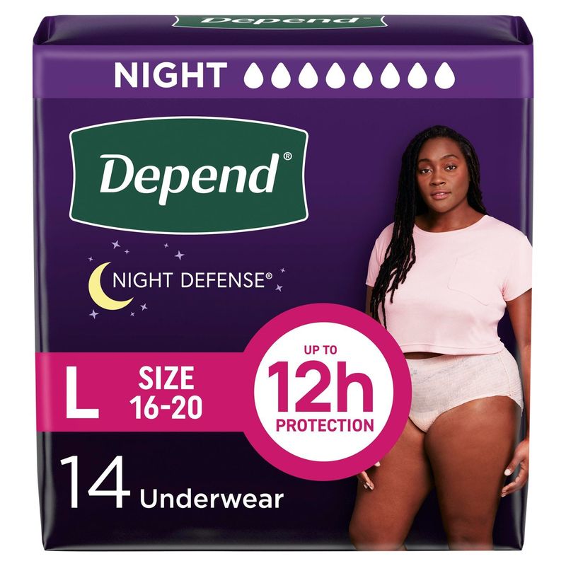 Depend Night Defense Fresh Protection Underwear, Size L, 14 count