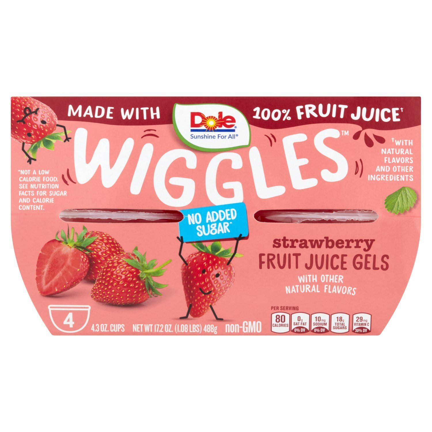 Dole Wiggles Strawberry Fruit Juice Gels, 4.3 oz, 4 count