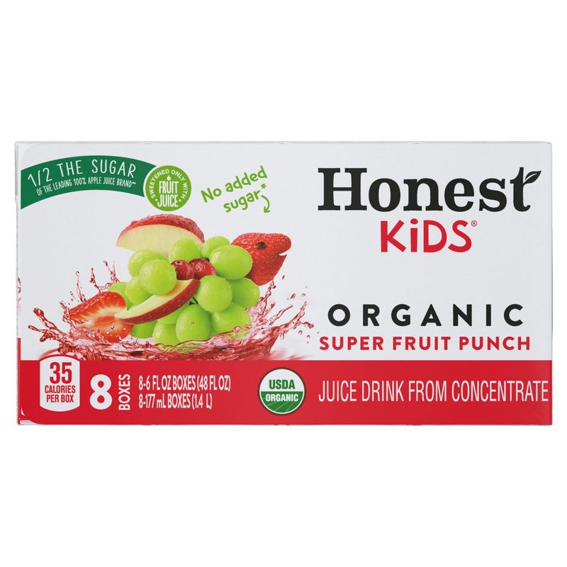 Honest Kids Organic Super Fruit Punch Juice Drink, 6 fl oz, 8 count