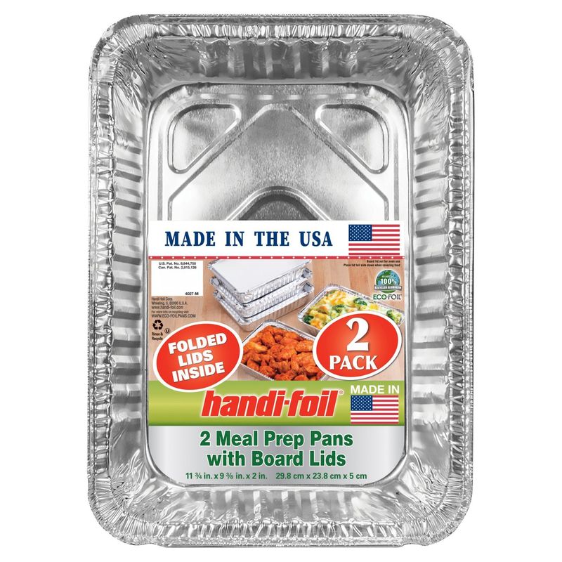 Handi Foil Meal Prep Pans with Board Lids, 2 Count
