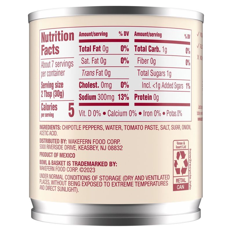 Bowl &amp; Basket Chipotle Peppers in Adobo Sauce, 7 oz