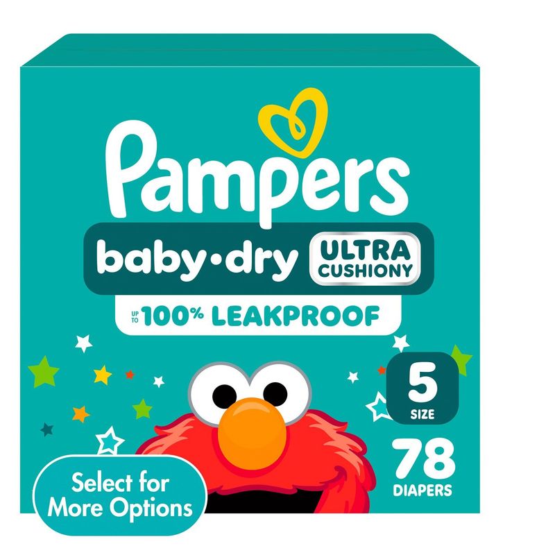 Pampers Baby-Dry Ultra Cushiony Diapers, Size 5, 20-37 lbs, 78 count