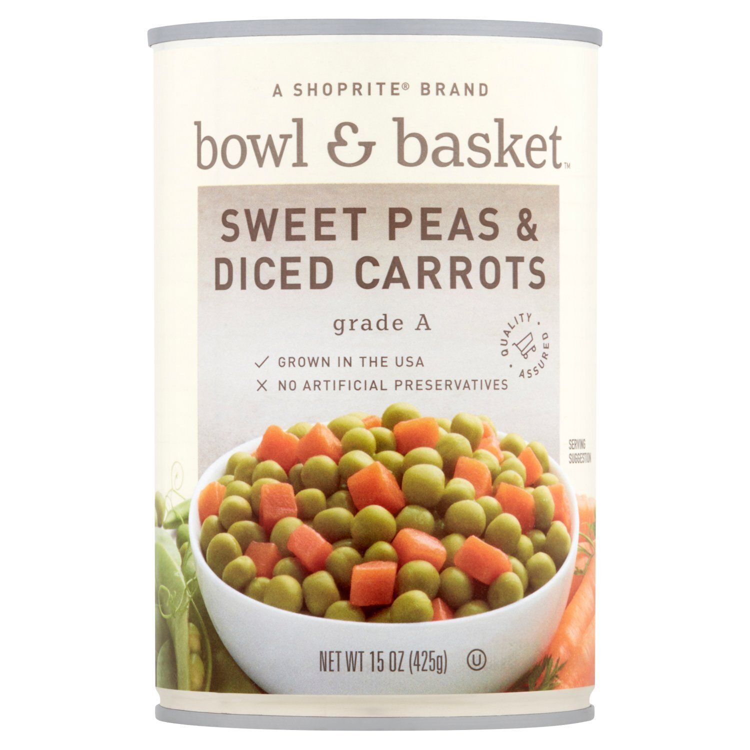 Bowl &amp; Basket Sweet Peas &amp; Diced Carrots, 15 oz