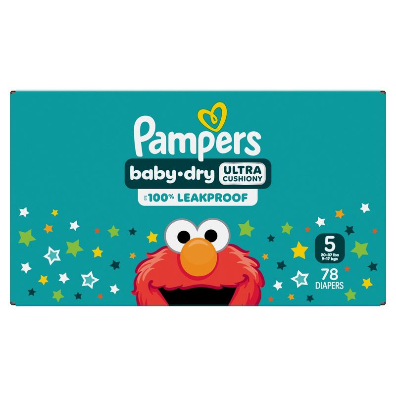 Pampers Baby-Dry Ultra Cushiony Diapers, Size 5, 20-37 lbs, 78 count