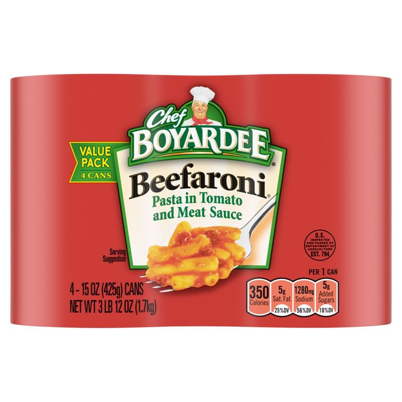 Chef Boyardee Beefaroni Pasta in Tomato and Meat Sauce Value Pack, 15 oz, 4 count