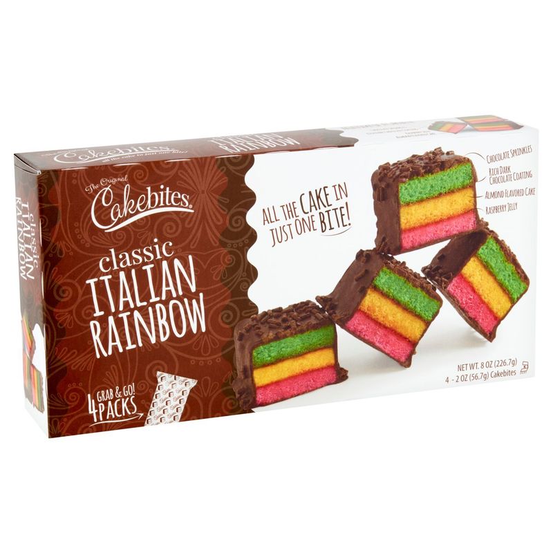 The Original Cakebites Classic Italian Rainbow Cake, 2 oz, 4 count