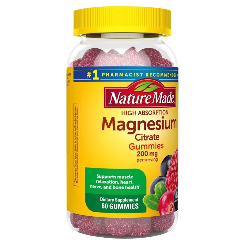 Nature Made High Absorption Magnesium Citrate 200mg Gummies, 60 Count