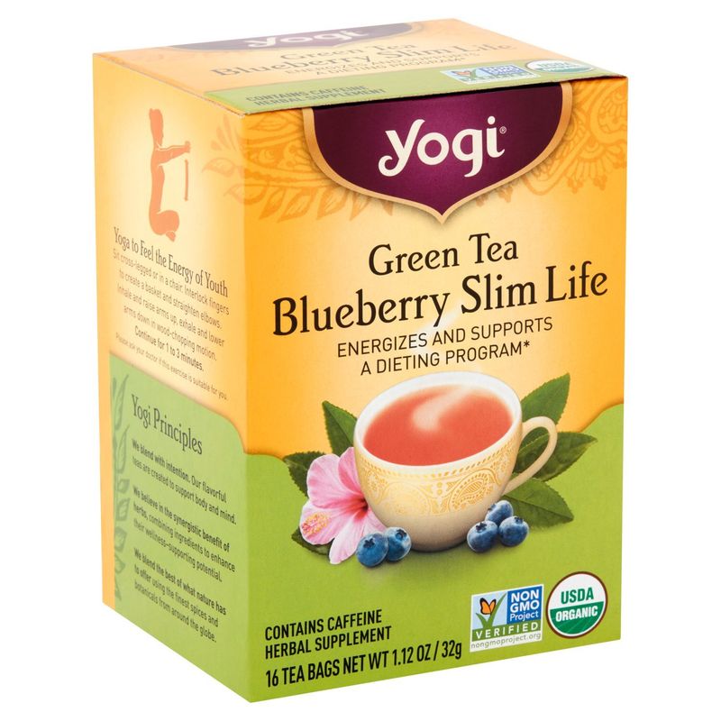 Yogi Green Tea Blueberry Slim Life Herbal Supplement, 16 count, 1.12 oz