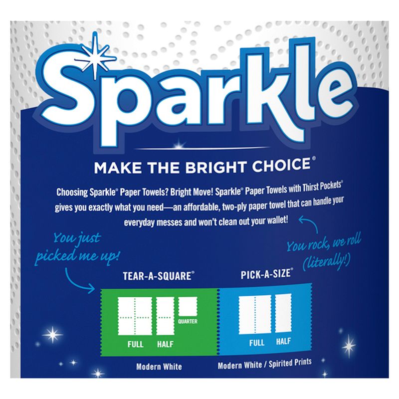 Sparkle Tear-A-Square Paper Towels, 2 Double Rolls