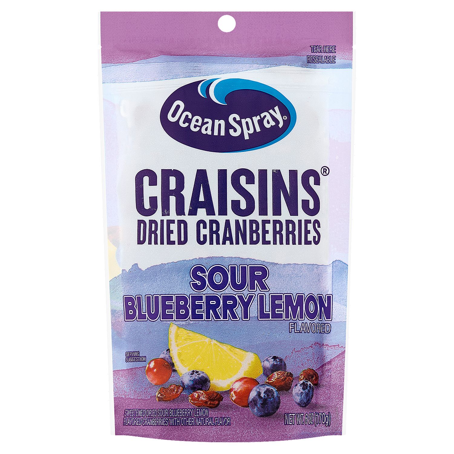 Ocean Spray Craisins Sour Blueberry Lemon Flavored Dried Cranberries, 6 oz